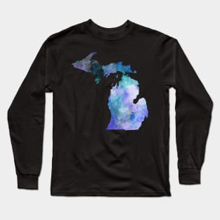 Blue Watercolor Michigan | Stickers and More | Cherie's Art(c)2021 Long Sleeve T-Shirt